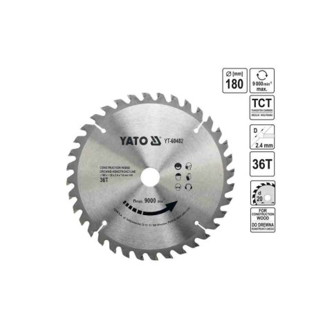 Yato Piła Tarczowa Widiowa 180X20Mm 24-Zęby Yt-60482 Yato Piła Tarczowa Widiowa 180X20Mm 24-Zęby Yt-60482