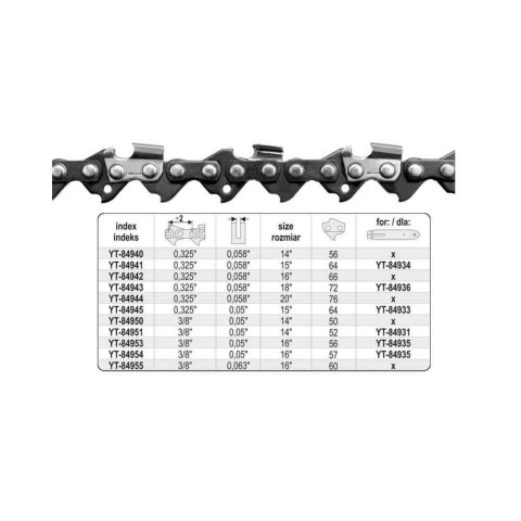 Yato Łańcuch Tnący 40Cm X 60 X 3 X 8" X 1,5 Yt-84955