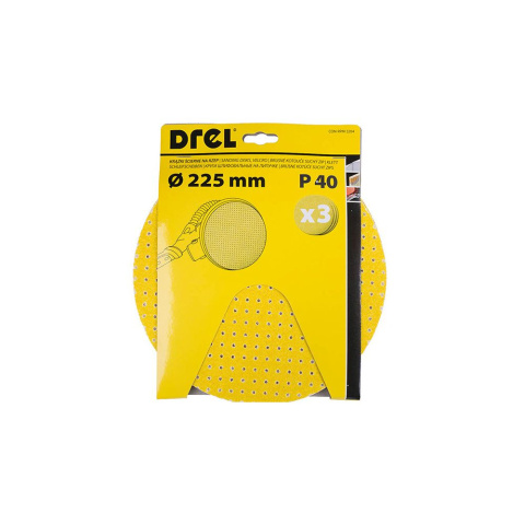 Drel Krążeki ścierne z otworami na rzep 225mm P180 3szt. CON-RPM-3218