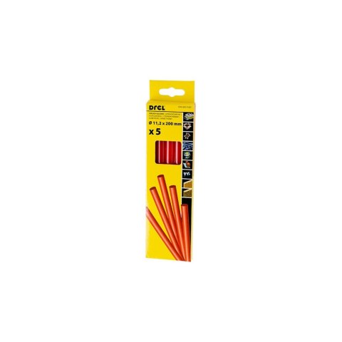 Drel Wkłady klejowe do pistoletu czerwone 11x200mm 5szt. CON-GKS-71207 Drel Wkłady klejowe do pistoletu czerwone 11x200mm 5szt. CON-GKS-71207