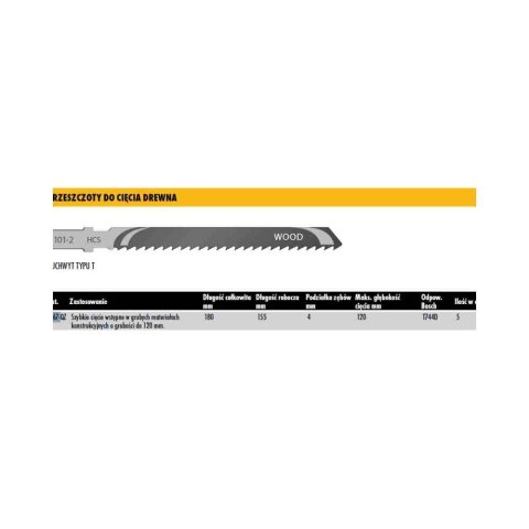 Dewalt Brzeszczot Do Wyrzynarki 180X4Mm T744D Drewno /5Szt. Dt2167-Qz